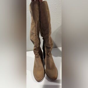 Brown Suede Knee-High Boots